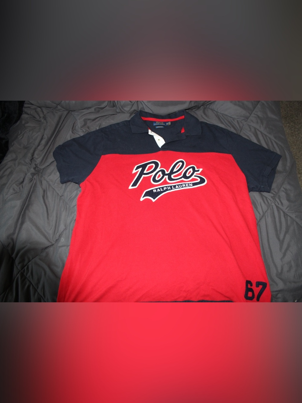 Polo by Ralph Lauren Red and Navy Short-Sleeve Logo Polo